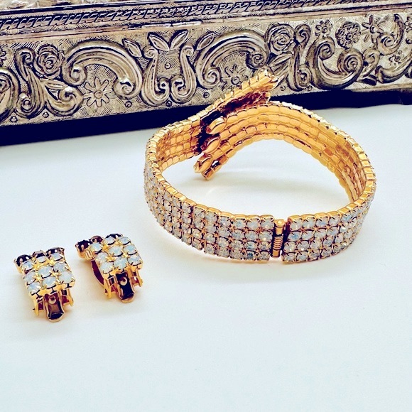 🔥 Vintage Gorgeous Deco Demi Parure Rhinestone Bracelet Set - Picture 5 of 14